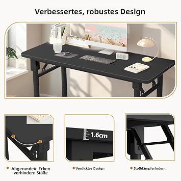 Modern Computer Desk Typewriter Table No Assembly Required Folding Desk Space Saving for Study Room Bedroom Home Office