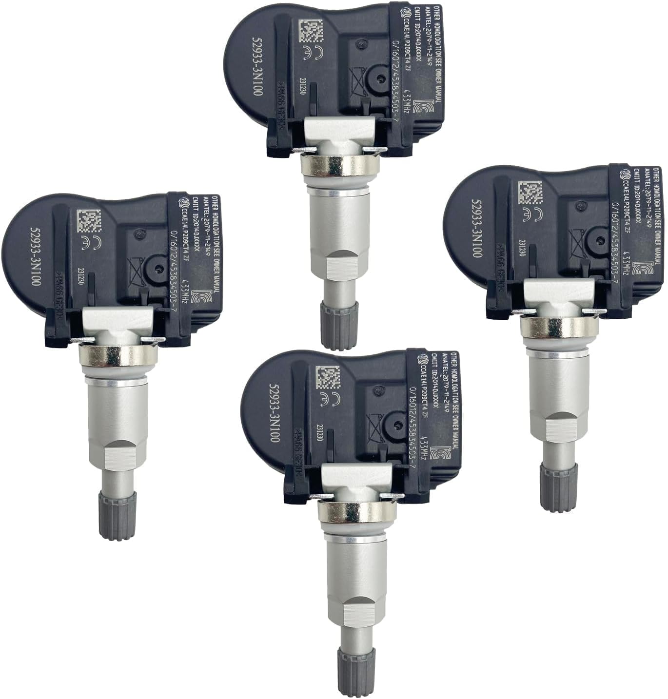 Pre-Programmed Tire Pressure Monitoring System Sensor Compatible with Select Hyundai Kia Models 2015-2022 Accent Genesis Sorento Rio 433MHz TPM Sensor (4 PCS)