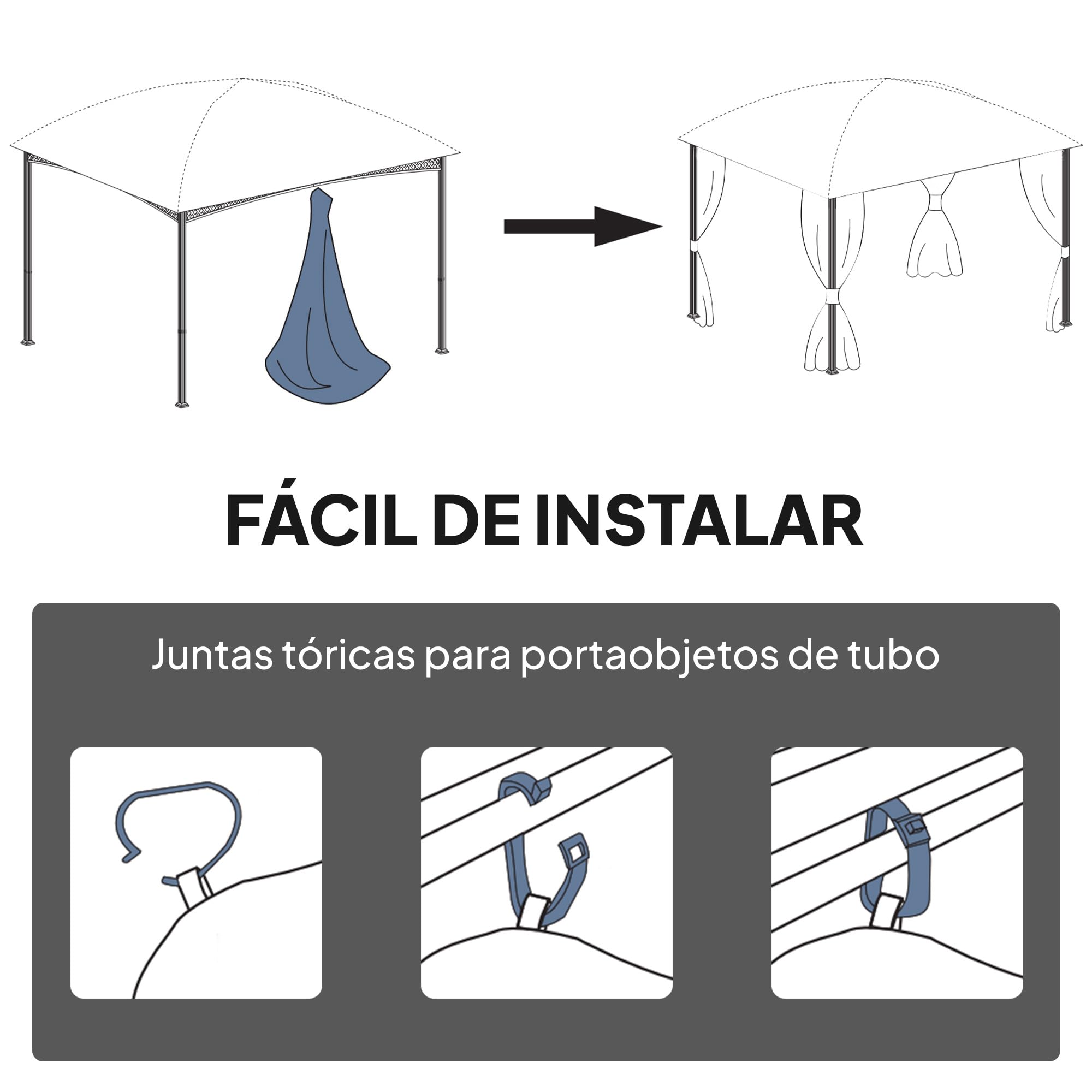 Outsunny 4 pareti laterali per gazebo 3x3 m impermeabili Grigio chiaro
