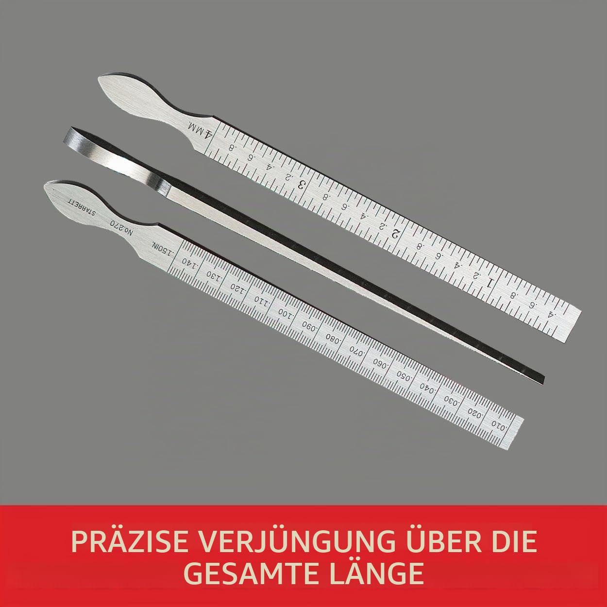 Starrett 270 7/16 Zoll x 6-1/4 Zoll Taper Gauge Edelstahl, Messkeil, 0.3 bis 150 Millimeter, 11mm x 160mm (B x L), Präzisionsabstandsstück