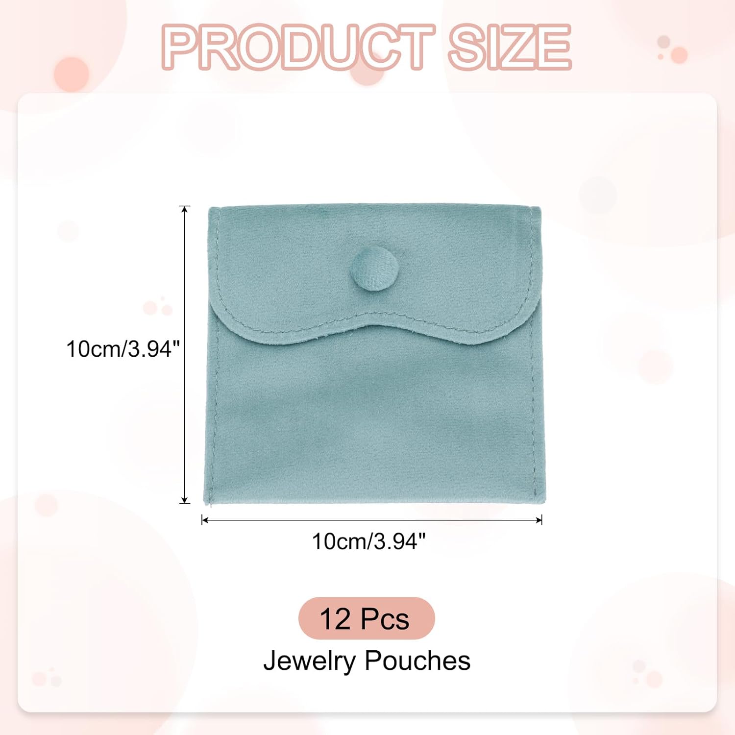 PATIKIL 4x4 Inch Velvet Jewelry Pouches, 12 Pcs Jewelry Packaging Gift Bags with Snap Button for Bracelet Necklace Rings Watch, Blue