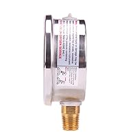 Vista 78 de MEASUREMAN - Manómetro hidráulico relleno de glicerina, totalmente de acero inoxidable, tamaño del dial de 2.5 pulgadas, montaje inferior NPT de 1/4