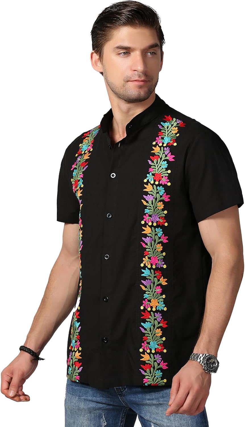 Mexican Shirts for Men Traditional Men's Guayabera Dress Shirts Mens Button Up Band Collar Dress Shirt Fiesta - Image 4