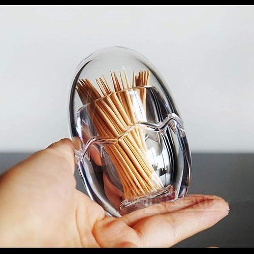 Miniatura 7 de Organizador de dispensador de palillos de dientes acrílico, caja de almacenamiento transparente con tapa (forma de huevo), YTBH-08363