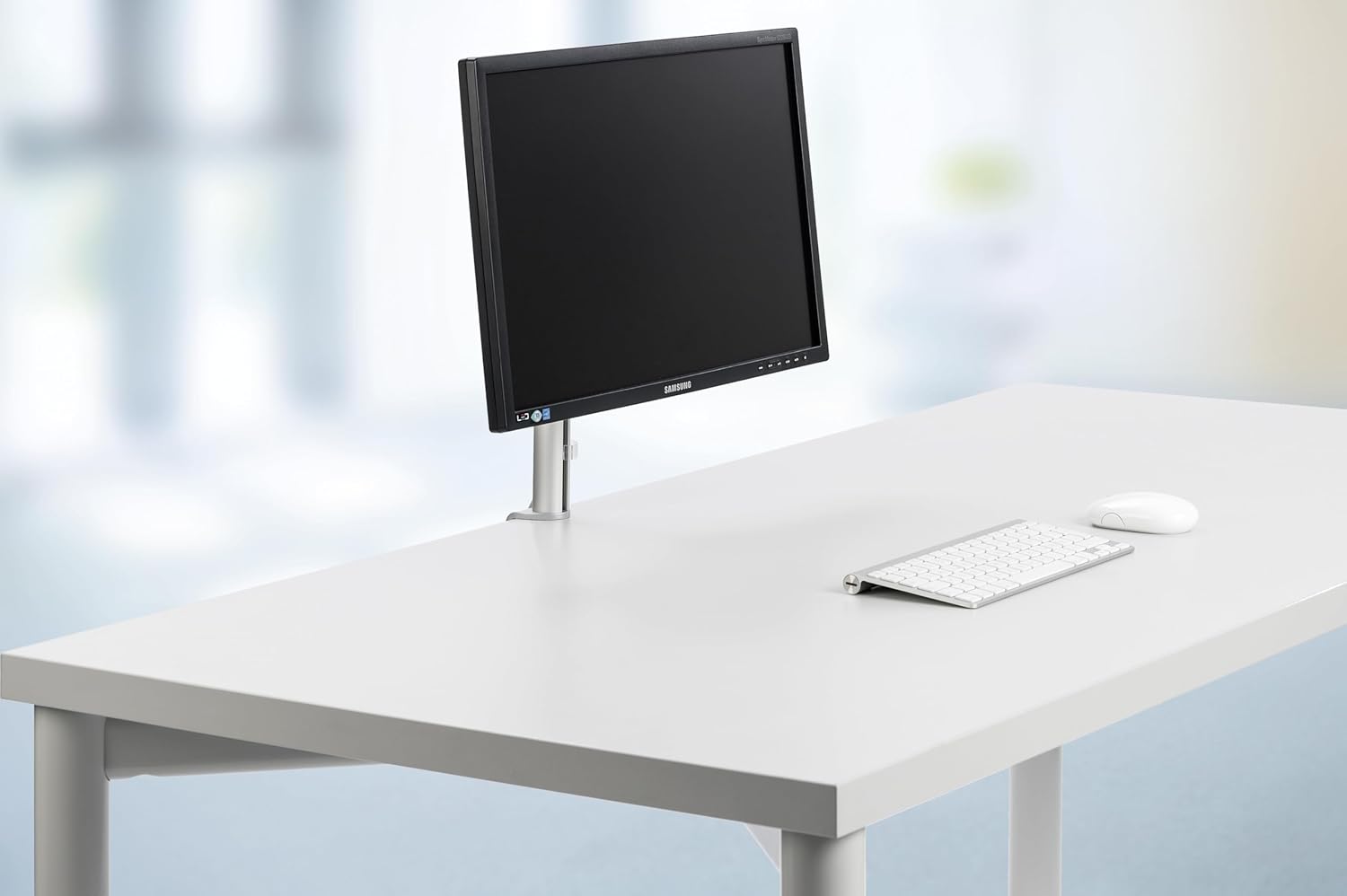 Novus My One c Monitor Mount w/Desk Clamp Base, Adjustable for Ergonomic Viewing, Easy Installation, Ideal for Home Offices, Silver