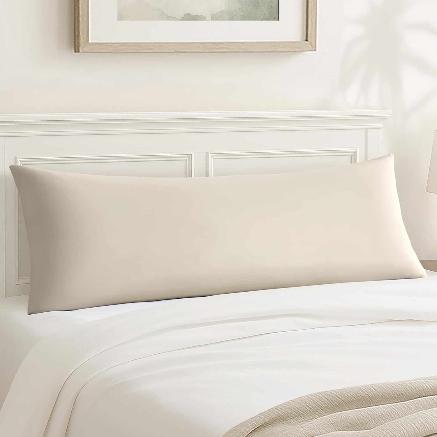 Madison Park Full Body Pillow, Large Pillow with Shredded Memory Foam, Cooling Pillow for Adults with Removable Nylon Cover, Long Body Pillow for Side Sleepers, 20" x 54", Lumi Neutral