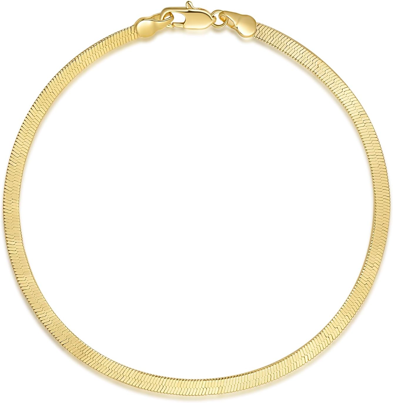 14K Gold Ankle Bracelets Ankle Bracelets for Women Herringbone Chain Ankle Bracelets for Women Waterproof Vintage Graceful Women’s Anklets 9,10,11