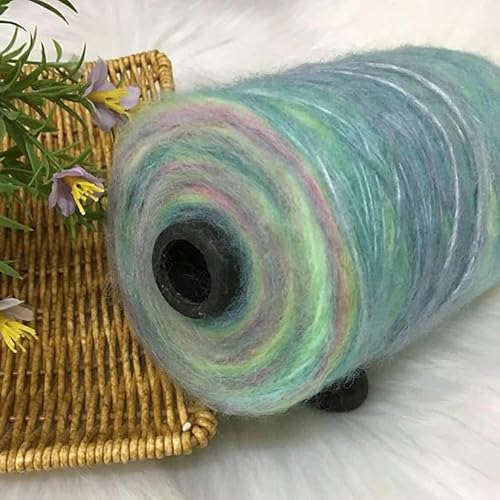LOUKEKE Hilo de Lana Mohair Degradado de 500 g: línea Rainbow Cake para Tejer, Hacer Crochet y Tejer en otoño e Invierno