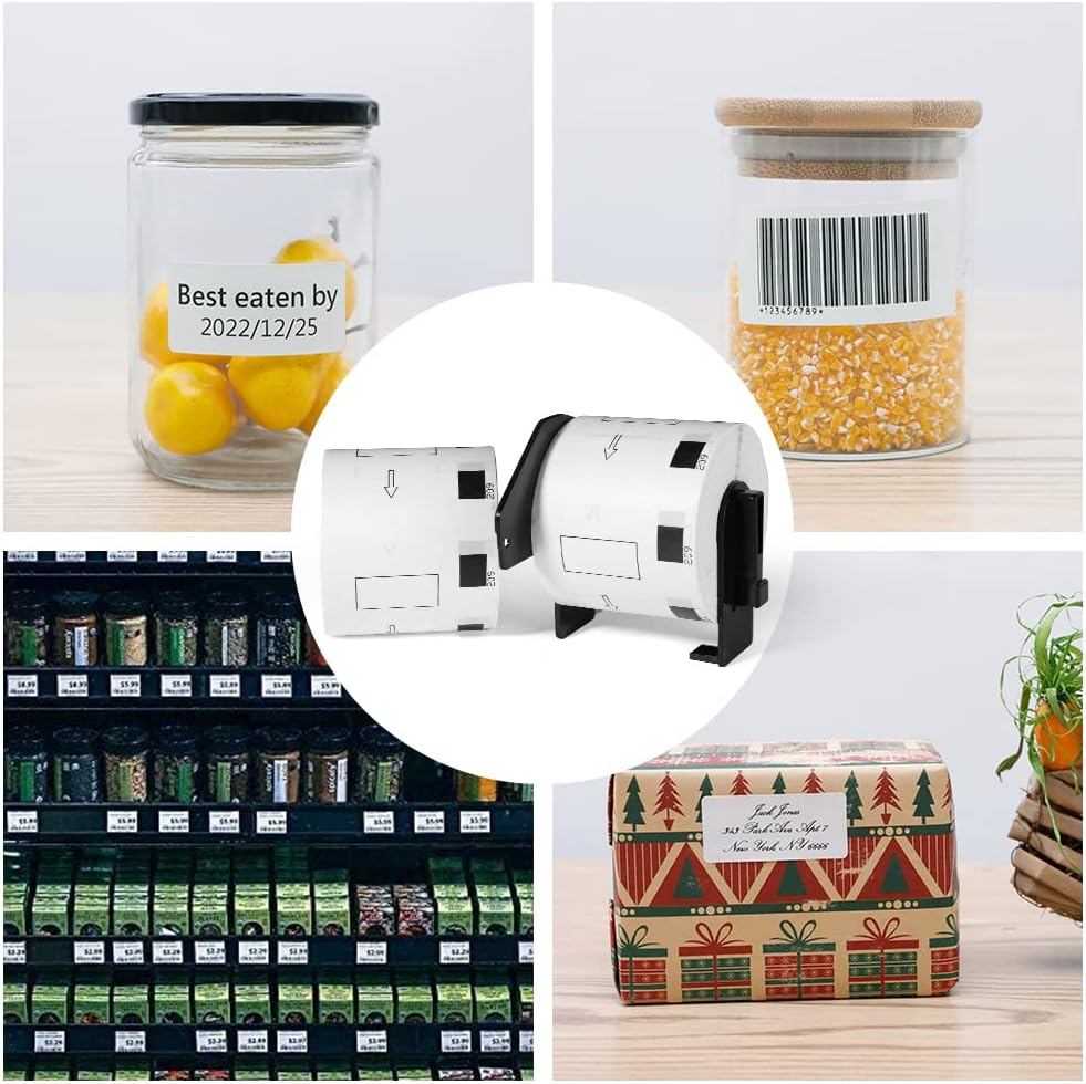 20 Rolls + 2 Frame, MarkDomain Compatible DK-2205 (2.4" X 100 Ft.) Continuous Label Paper Roll and DK-1209 1.1 in x 2.4 in(62mm x 29mm) with Brother QL Label Printers