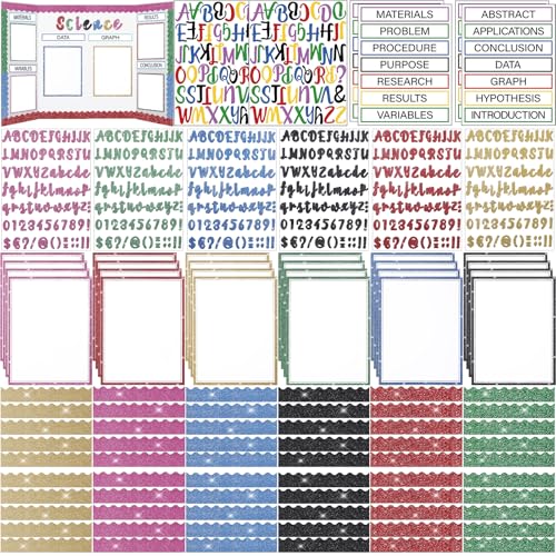 Dispowreath 96 Pcs Glitter Science Fair Display Boards Supplies Self Adhesive Science Fair Project Titles Subtitles Presentation Bulletin Letter Stickers Classroom Christmas(Retro Style)