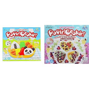 Kracie Popin Cookin DIY Candy Bundle - Bento Kit 1 Ounce and Waffle Kit 1.2 Ounce, Japanese No-Bake Candy Making Set