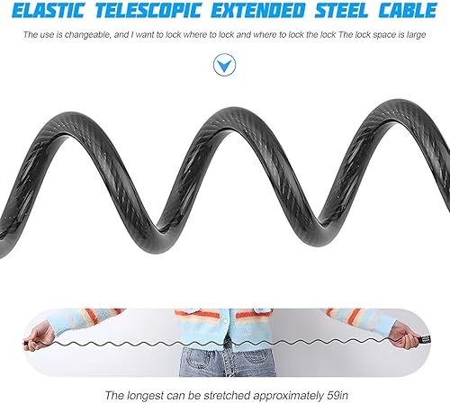 Miniatura 2 de HZEL Cerradura para casco de motocicleta, cerradura retráctil de cable de bicicleta pequeña con código de combinación de 4 dígitos, accesorios de