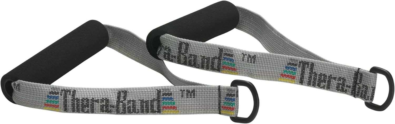 THERABAND Resistance Band Handles, Attachments for Resistance Bands and Tubing, Pair of Foam Grip Pull Handles for Lower and Upper Body Exercises, Pilates, Yoga, Home Workouts Without Weights