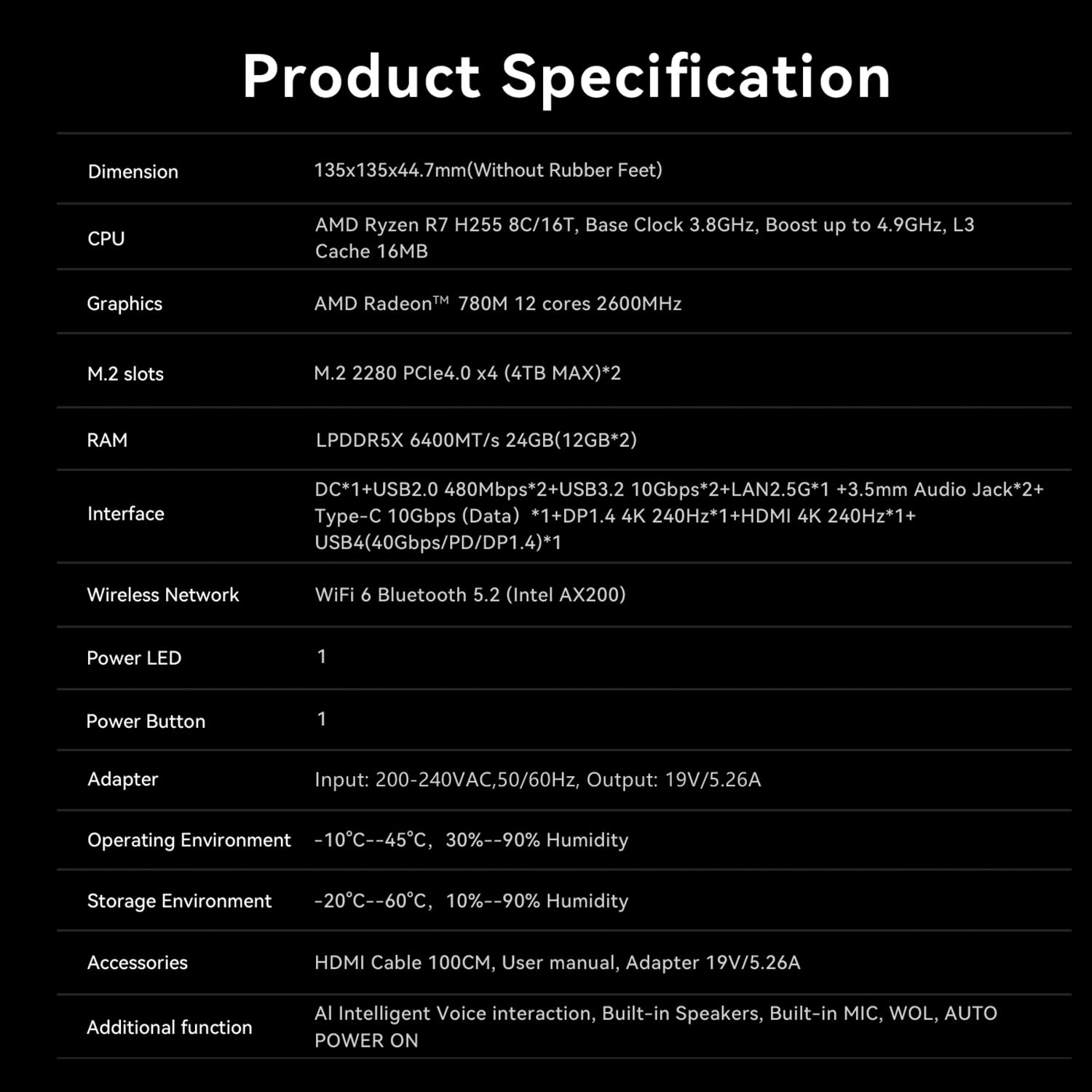Beelink SER9 Pro AI Mini PC, AMD Ryzen 7 H 255(8C/16T, bis zu 4,9 GHz), 24G LPDDR5X 1TB PCIe4.0 SSD, Mini Computer 4K Triple Display, USB4/WiFi6/BT5.2/2.5G LAN, Openclaw vorinstalliert, Ubuntu