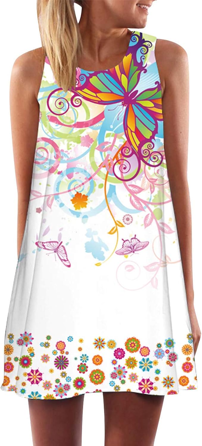 Vestiti Corti Estivi Abiti da Giorno Senza Maniche Spiaggia Floreali Donna  Estate Vestitini Vestito Dritto Corto A Fiori Mini Abito Estivo Signora  Mare Eleganti Ragazza Casual Maglietta Abito XL : Amazon.it: Abbigliamento