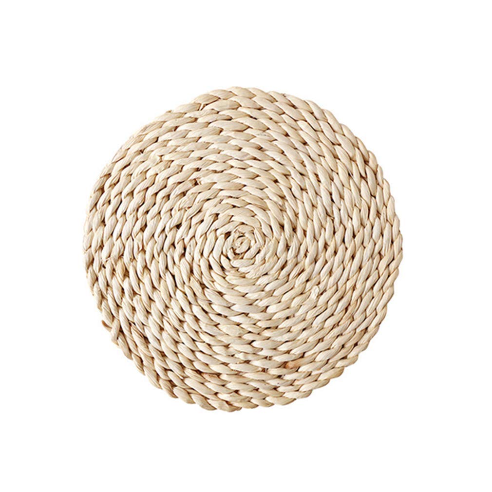 Junhouse Beige Rattan Weave Round Oval Heat Insulation Placemat Table Mat Drink Coaster