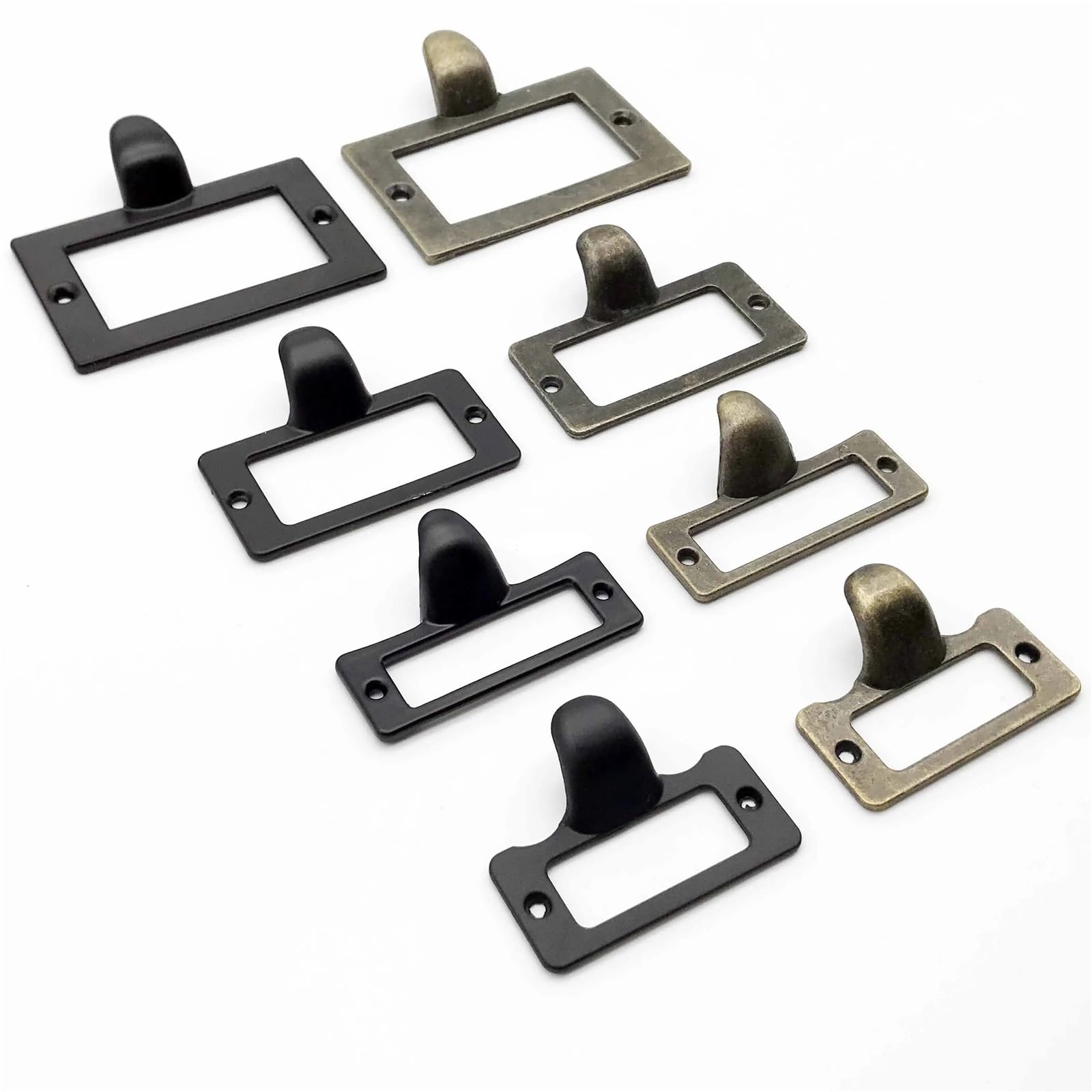 Lot de 40 petits porte-étiquettes robustes en laiton antique noir décoratif pour meubles, armoires, tiroirs, porte-étiquette (L x l x H)