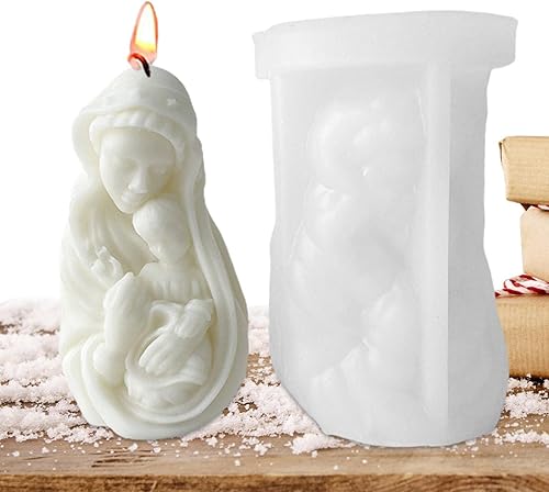 Miniatura 5 de Molde de silicona para velas de Virgen María en 3D creativo molde de fundición de escultura de Jesús bebé molde de resina hecho a mano molde de cera