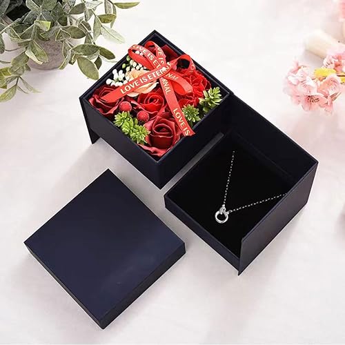 HPLRZXI Hermosa caja de regalo de rosas con collar para mujeres, día de la madre, boda, fiesta en casa, regalos de rosas para mujeres, abuela, día