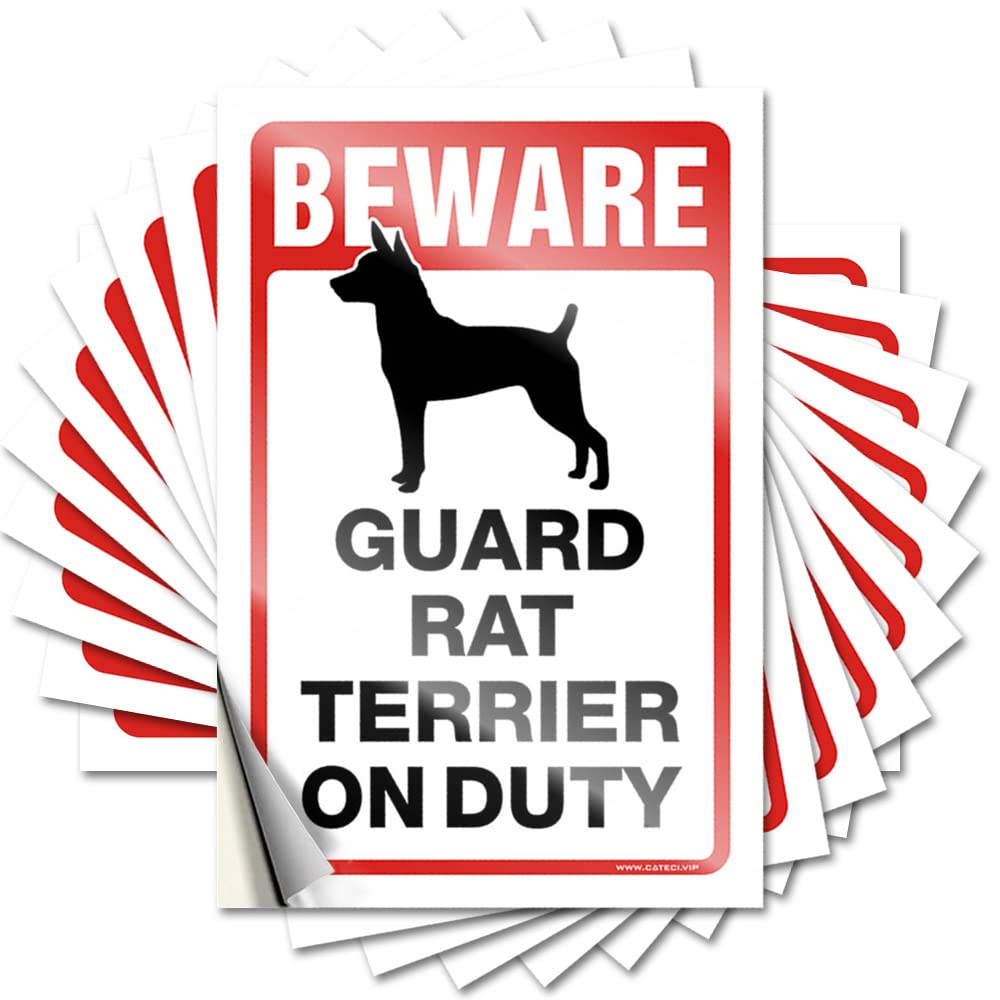 Cool Bathroom Stuff Saying Durable Cover | Beware! Guard Rat Terrier On Duty Girly Self Adhesive Sticker for Darts DIY(8X12CM)