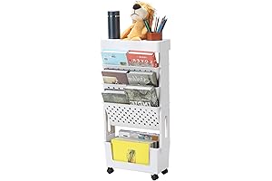 LIANTRAL 5-Tier Moveable Bookshelf, Rolling Book Organizer on Wheels