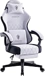 Dowinx Gaming Chair Fabric with Pocket Spring Cushion, Ergonomic Computer Chair with Footrest, Gamer Chair for Adults, Home Office Game Chair with Massage Lumbar Support(Gray Black)