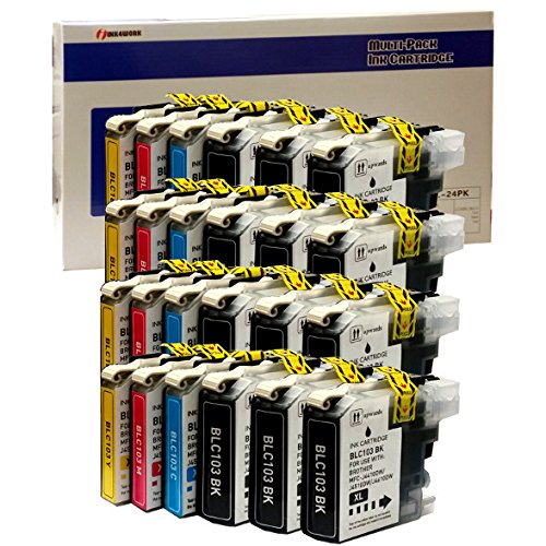 INK4WORK Compatible Ink Cartridge Replacement for Brother LC103 LC-103 XL MFC-J285DW MFC-J450DW MFC-J4510DW MFC-J470DW MFC-J475DW MFC-J650DW