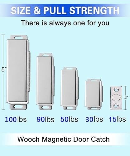 Miniatura 6 de WOOCH Pestillo magnético para puerta, 30 libras de acero inoxidable de alta resistencia magnética para cocina, baño, armario, armario, armario,