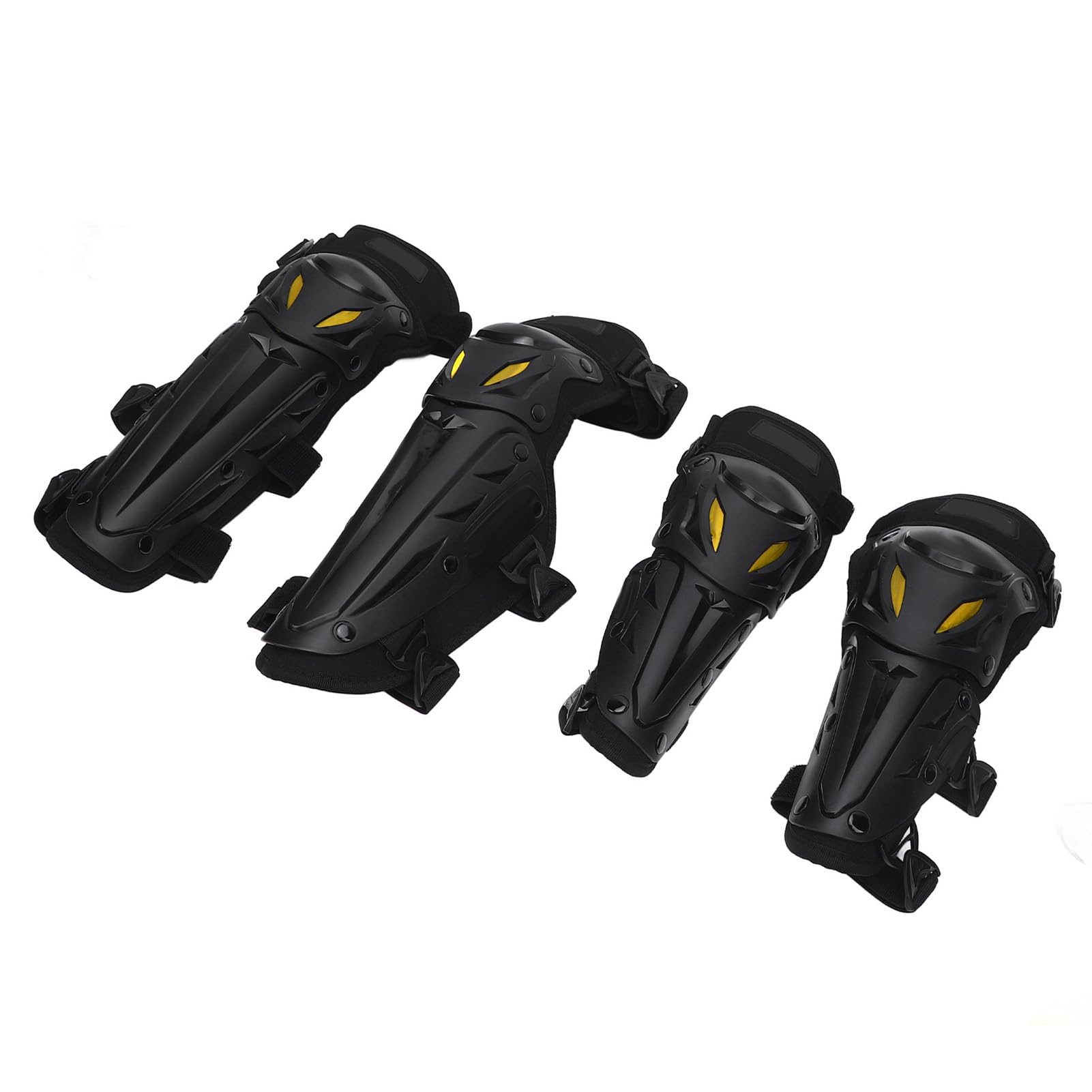 Ginocchiere per moto, parastinchi con protezione per i gomiti, cinturino elastico regolabile, protezioni per ginocchia da motocross, per motociclisti adulti da Dirtbike, t (Nera)