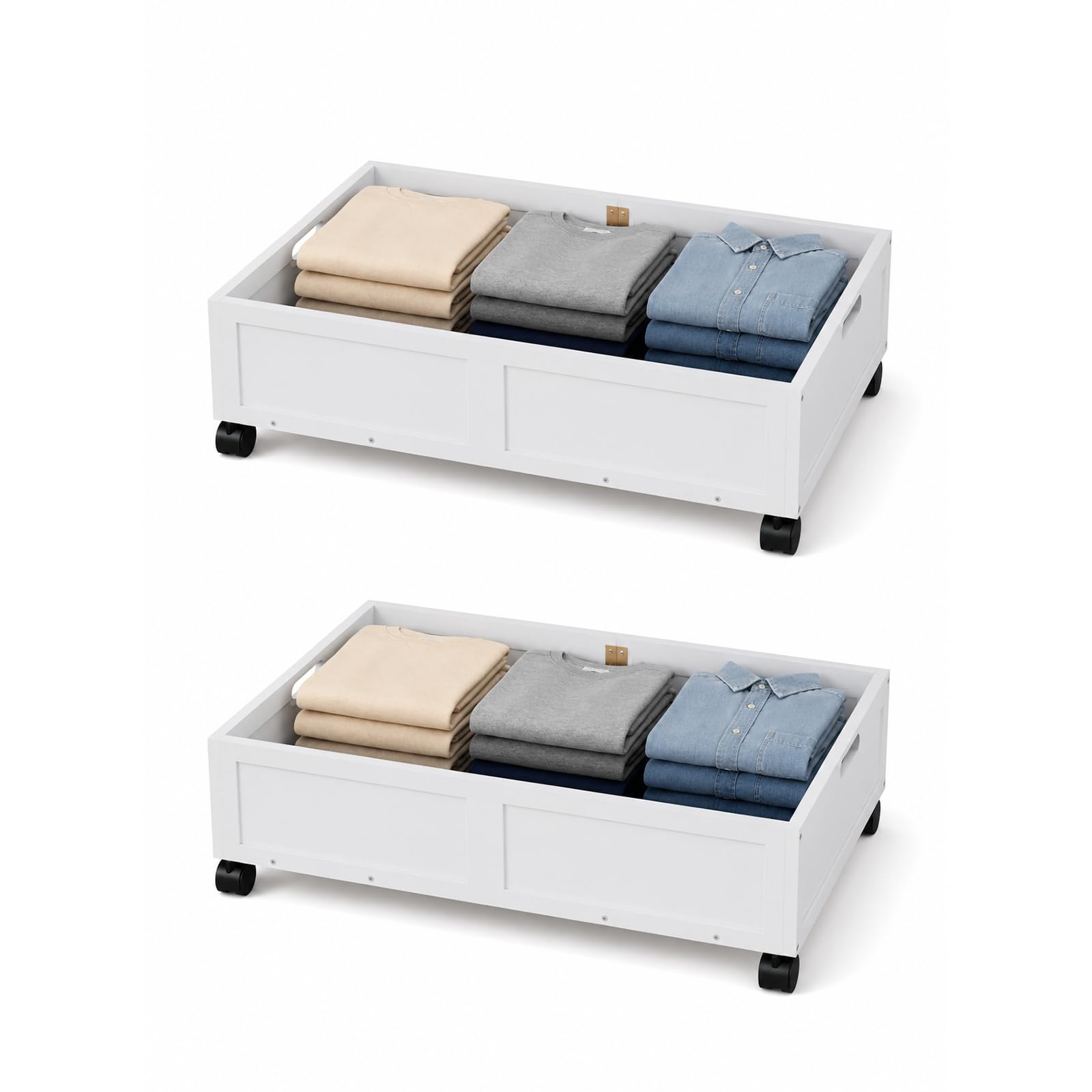 Photo 1 of ***MISSING PIECES***
Bamboo Under Bed Storage Containers, Rolling Underbed Organizer with Wheels, Sturdy Under the Bed Shoe Storage Bins, Stackable Underbed Drawers for Bedroom Closet Clothing Toy 2 Packs (White, Small)