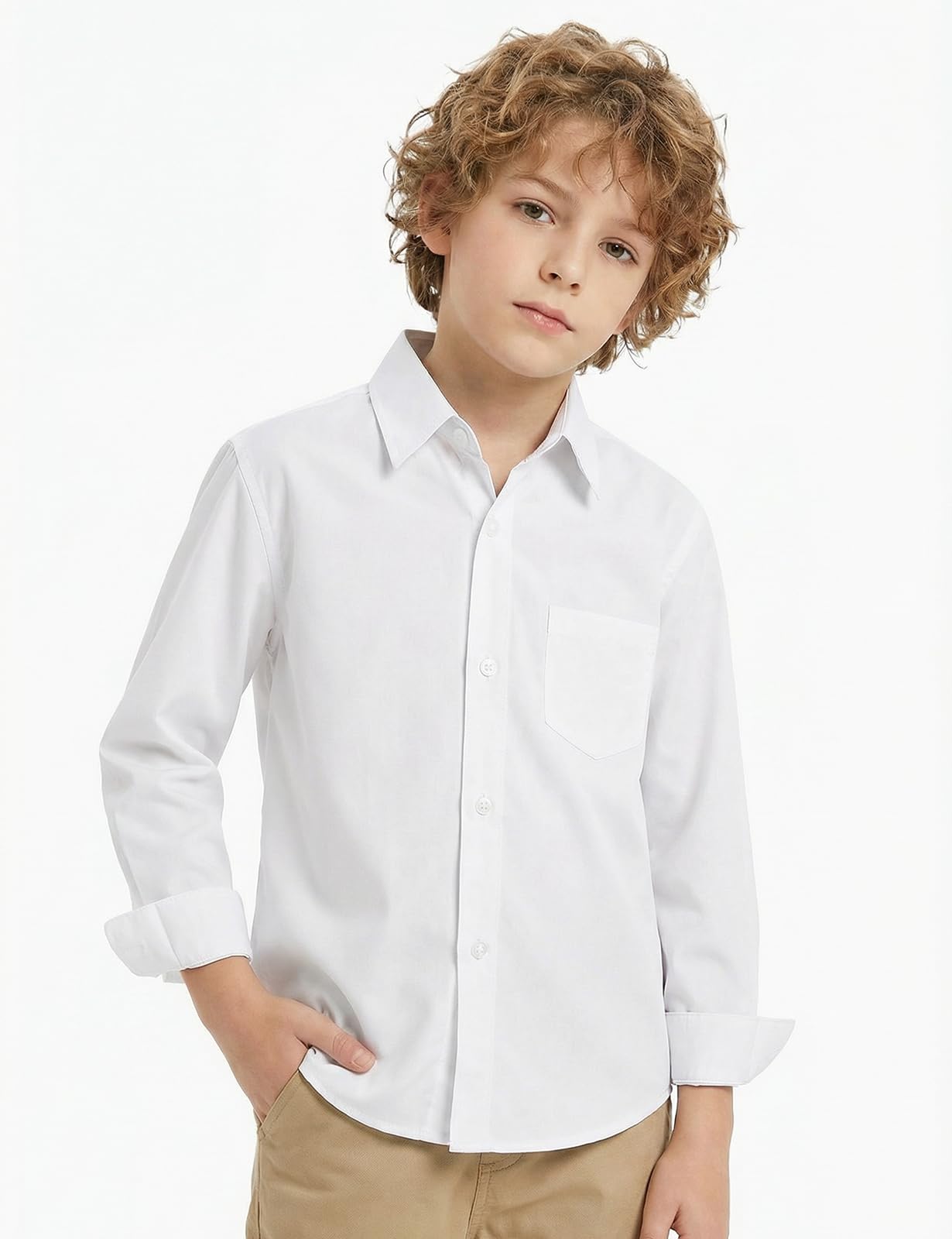 Spring & Gege Chemises Manches Longues Garçons de Coton pour Enfants (3-14 Ans)