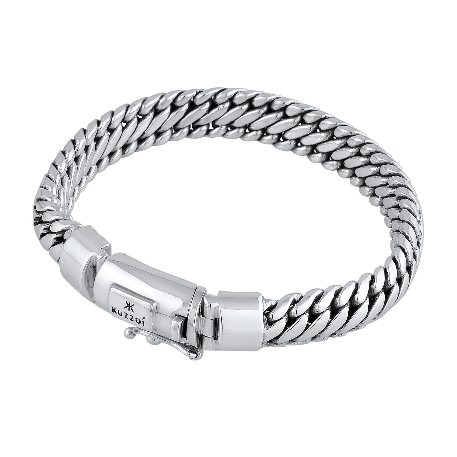 Kuzzoi Pulsera de plata de ley 925 maciza para hombre (10 mm), pulida, 66 g, 335201