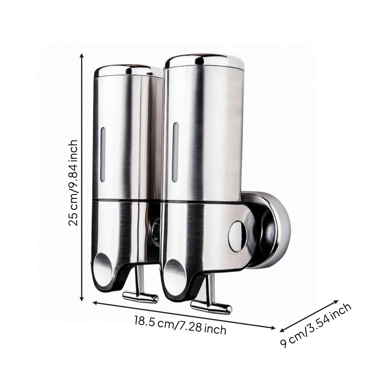 Dispenser di Sapone a Muro, Stile Moderno Minimalista, Acciaio Inossidabile, Doppio Dispenser