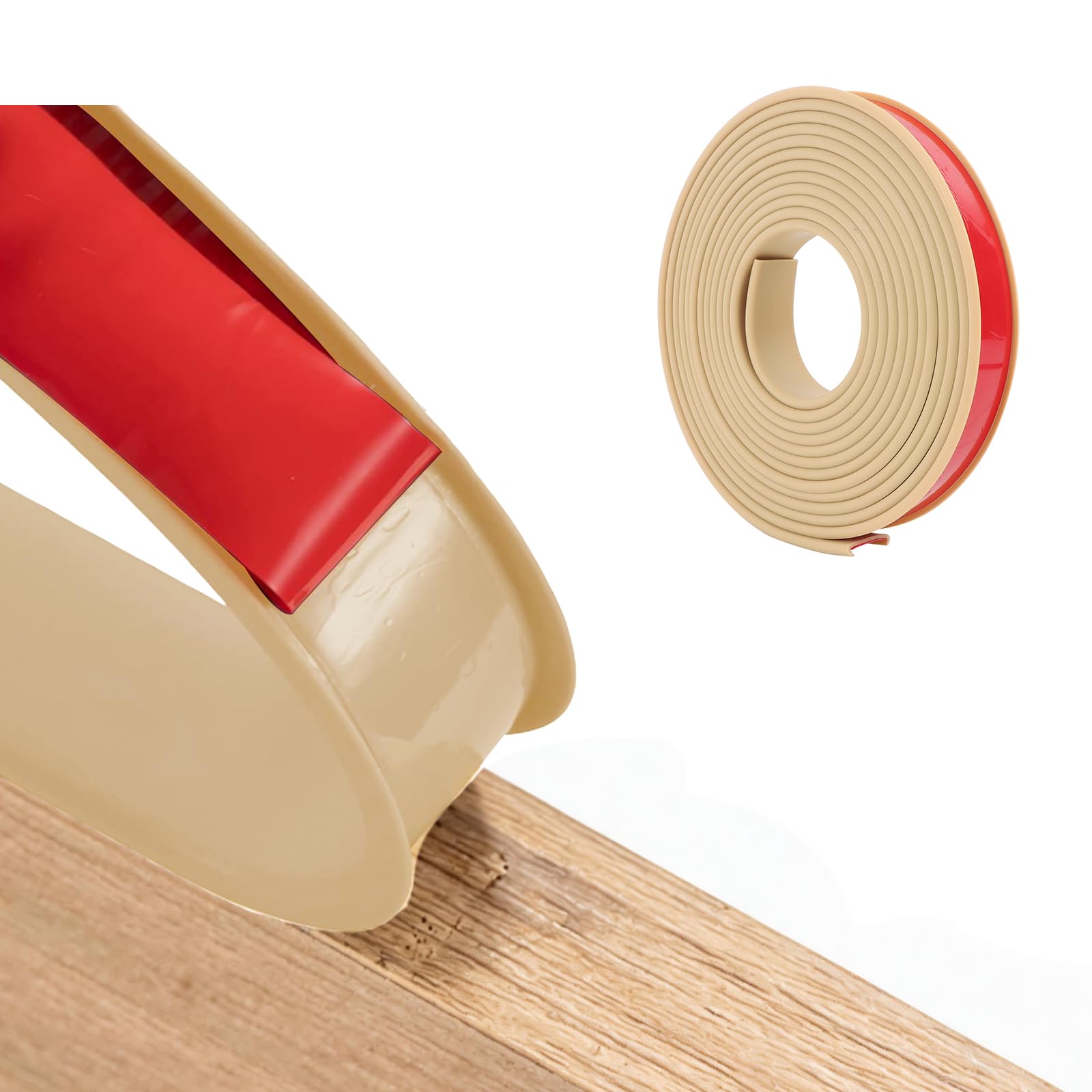5m×20mm U-Shape Flexible Furniture Edge Banding, Self Adhesive TPE Edging Tape, Flexible Edge Protector, Veneer Edging Strip, DIY Furniture Edge Trim for Table Cabinets Shelves Restoration, Beige