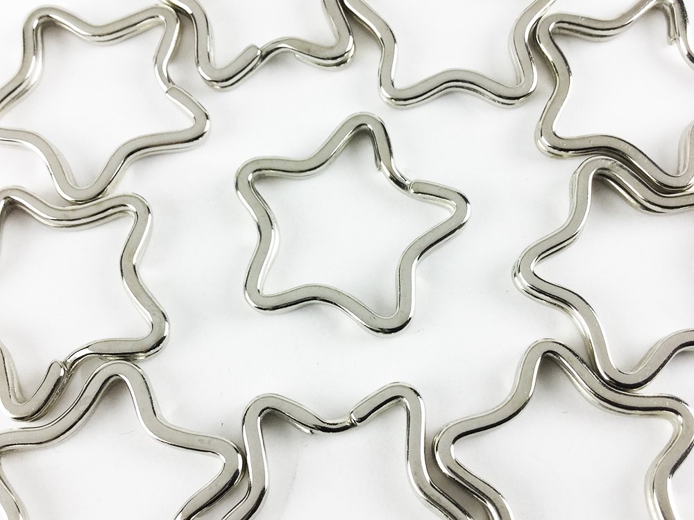 Amazon.co.jp: ノーブランド品 平キーリング 星 シルバー 10個 スター