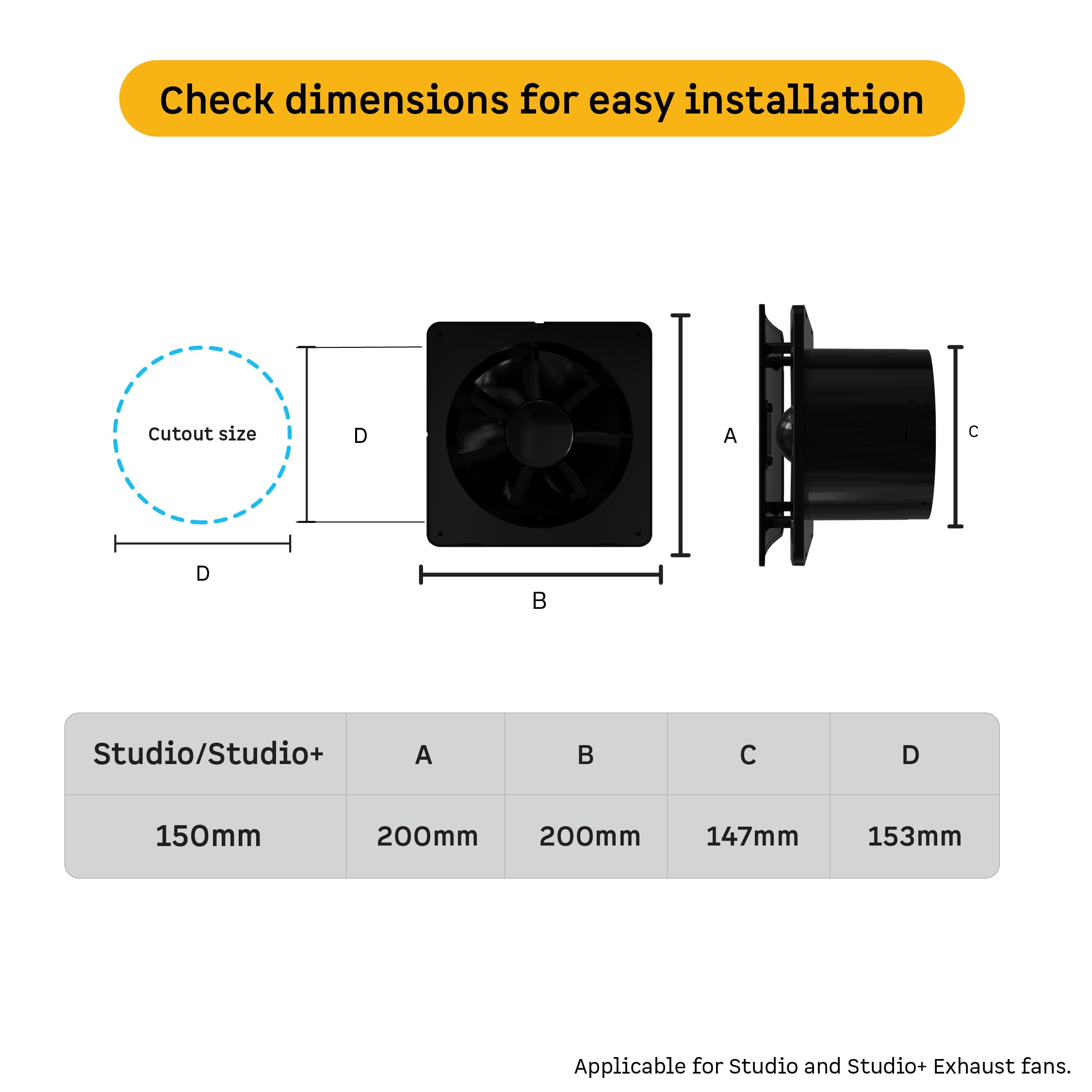 Atomberg Studio+ Exhaust Fan - Gloss Black -7