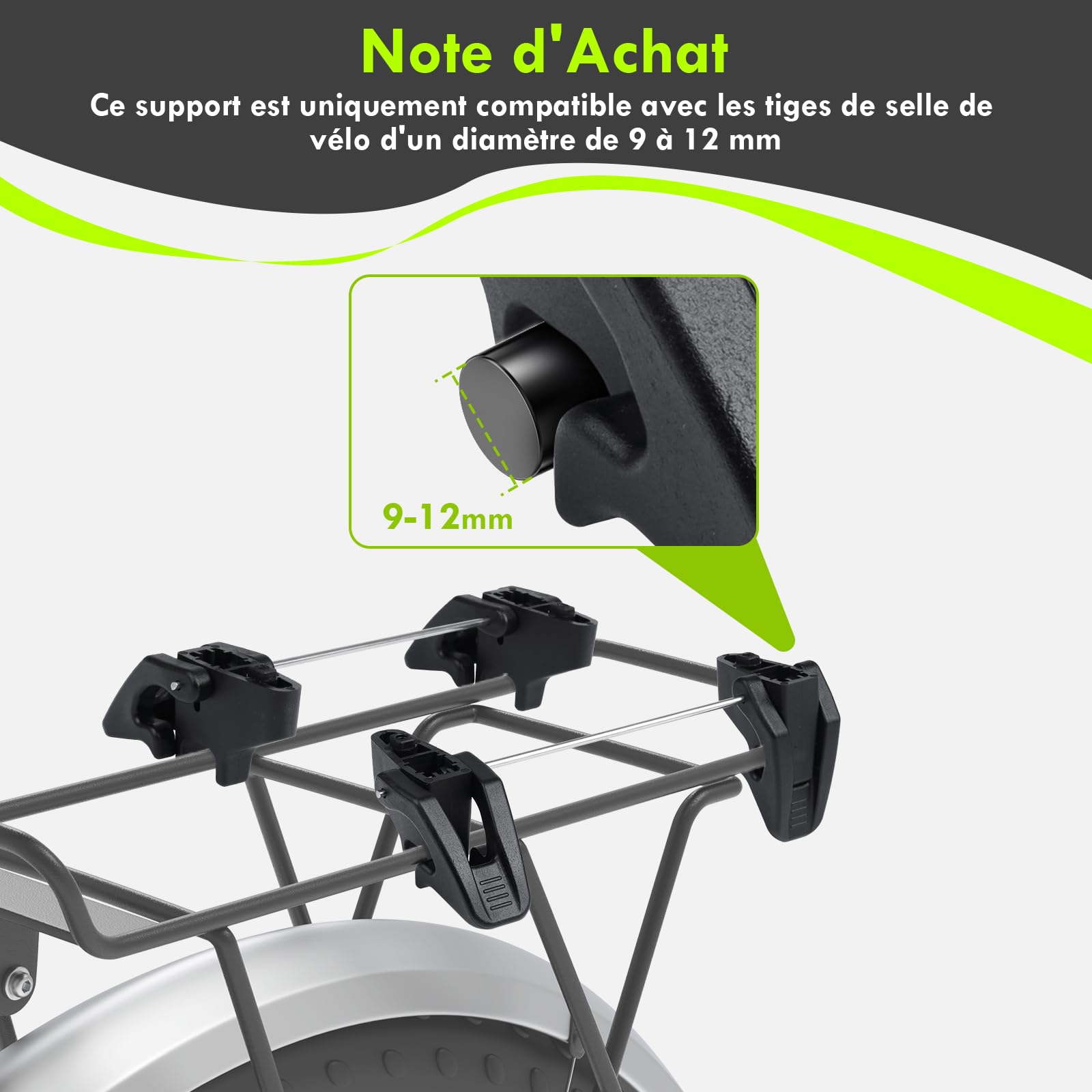 Panier Vélo Arrière Chien Pliable 10KG Cadre Métallique Support Fixation Tubes 9-12 mm Fenêtre Aérée Coussin Bandes Réfléchissantes