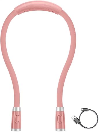 LED Neck Reading Light, Book Light for Reading in Bed,3 Brightness Levels, Rechargeable, Long Lasting, Perfect for Reading, Knitting, Camping, Repairing Light Pink