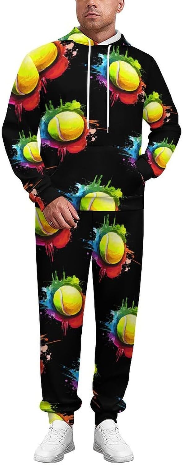 Tie-dye Watercolor Tennis 2 Piece Tracksuits Sports Jogging Sweatsuits Set for Men Women