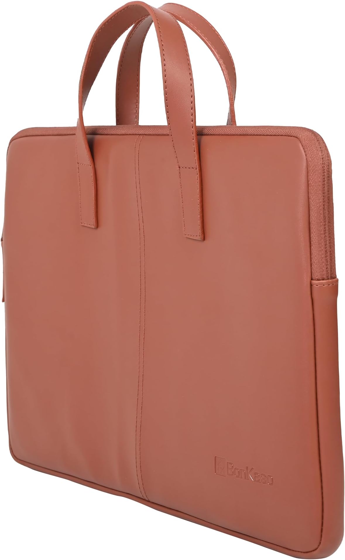 BonKaso Slimline Laptop Sleeve for 14 Inch Laptop | PVC Foam Leather Water Resistant Padded Laptop Cover | Slim Lightweight Laptop Sleeve for Office Travel Men Women - Tan