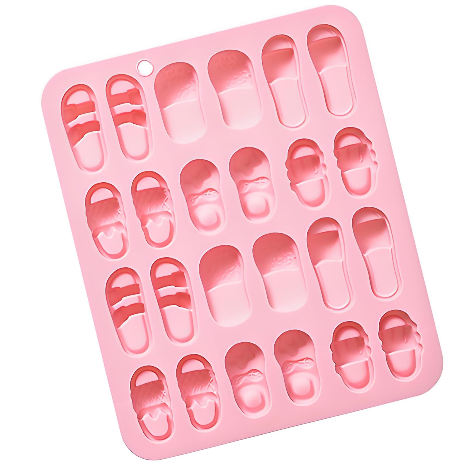 Hzbb A 24 Cavities Silicone For Craft With 6 Different Slipper Shape For Clay Soap Nd Chocolate Making Elastomer
