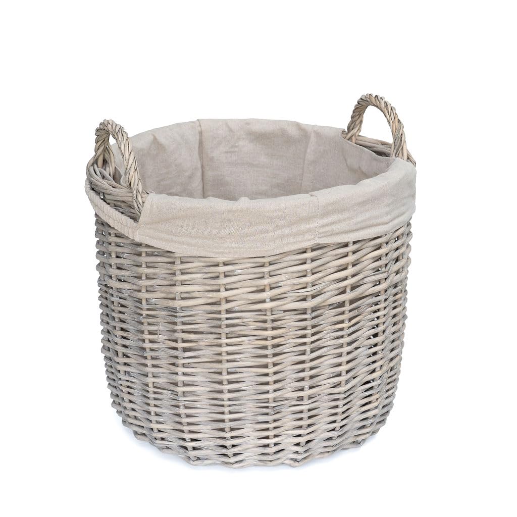 Arthur Cameron Buff - Streatley Circular Distilled Wicker Log Basket With Handles - Bedroom Storage & Home Decor (, Small)
