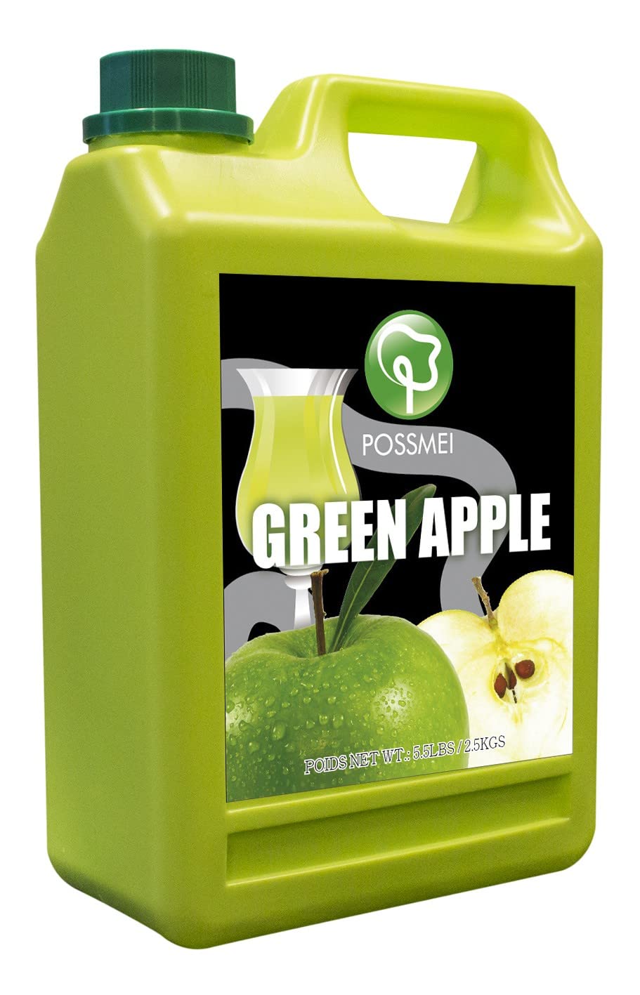 Possmei Green Apple Flavored Syrup, 5.5 Pound Plastic Jar 1 Pack