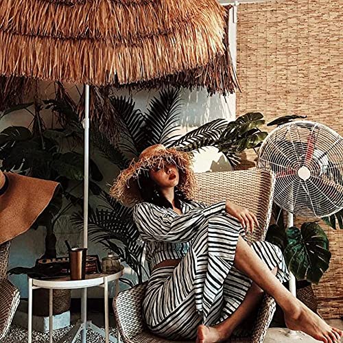 Nmdcdh Foldable Garden Parasol, Hawaiian Straw Umbrella, Anti-Wind Outdoor Beach Umbrella, Effective Shading And Cooling, With Tilting Umbrella Pole Function, Courtyard Parasol, 1.8M #TOP1