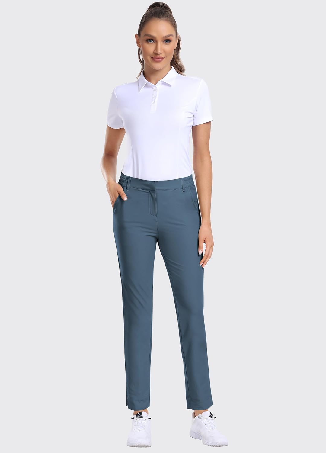 Hiverlay Womens Golf Pants Stretch Work Ankle Pants with Pockets Quick Dry Straight Business Casual Hiking Pants - Image 2