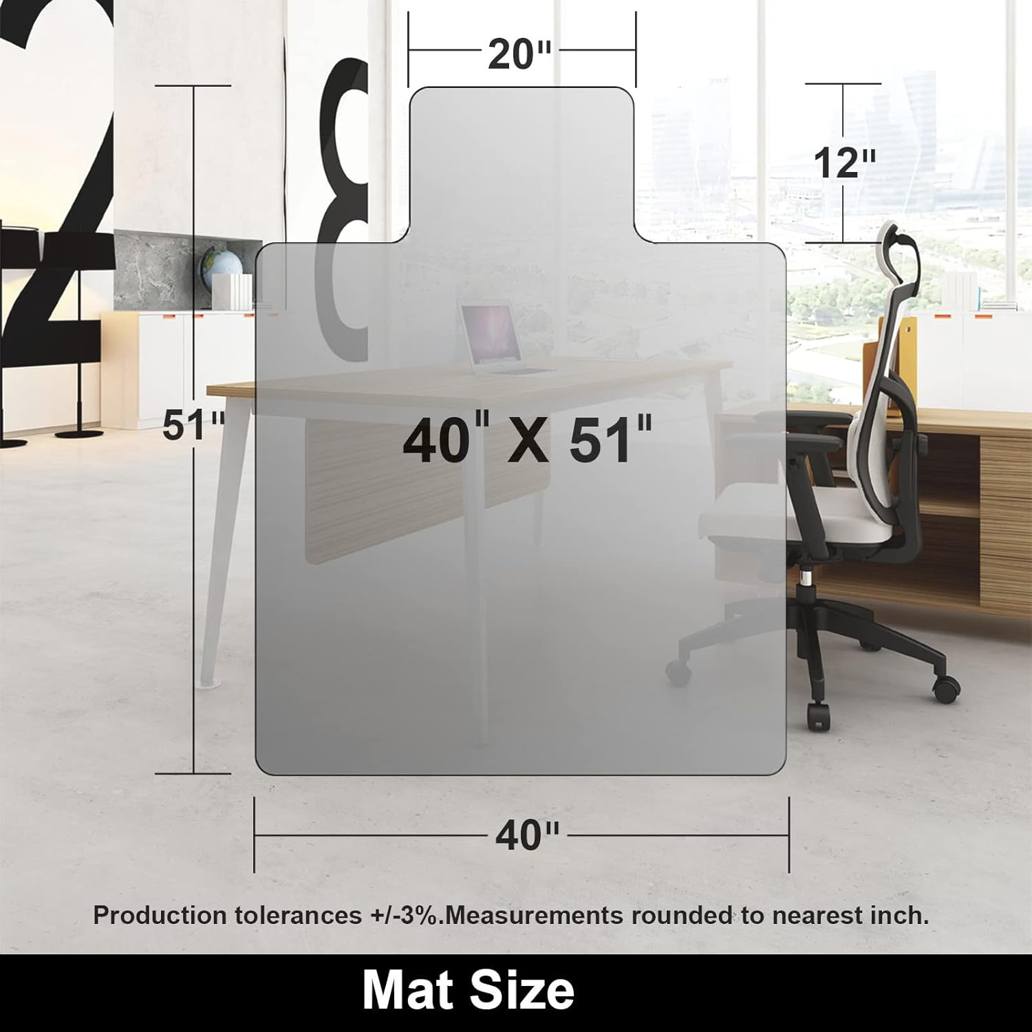 AiBOB Chair Mat for Low Pile Carpet Floors, Flat Without Curling, 40 X 51 in, Office Carpeted Floor Mats for Computer Chairs Desk
