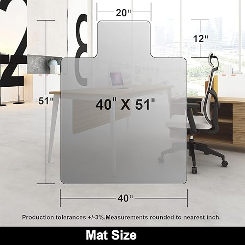 Miniatura 6 de AiBOB Tapete para silla para suelos de alfombra de pelo bajo, plano sin rizar, 40 x 51 pulgadas, tapetes alfombrados de oficina para sillas de