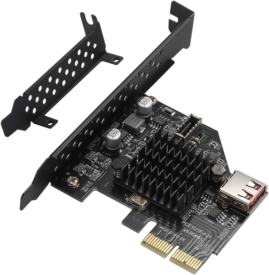 YABOANG USB3.1 Type E Front Expansion Card, PCI Express 3.0 2X/USB3.1 GEN2 10GbpsTYPE-E 20PIN Desktop Computer Expansion Board (ASM3142 Chip)