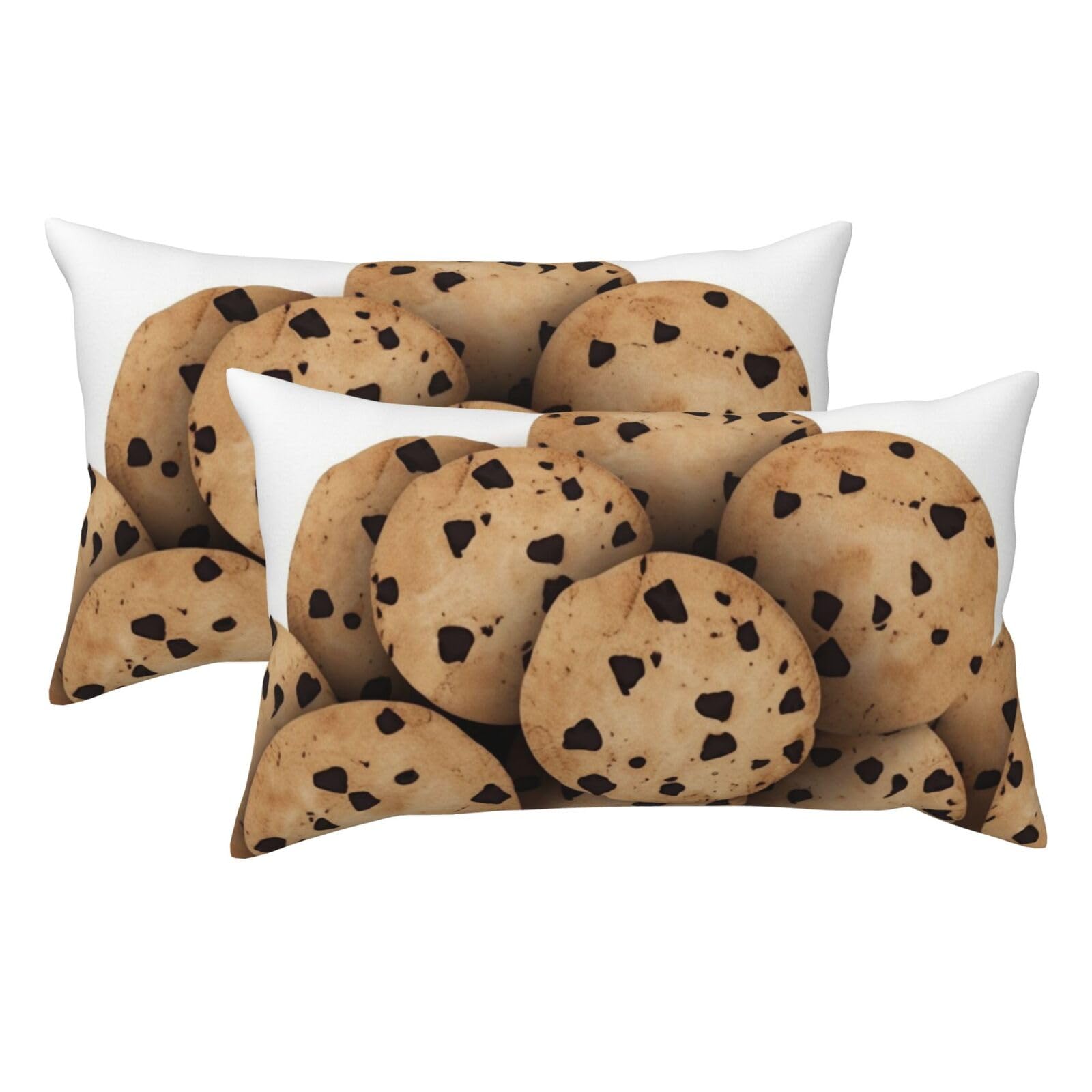 2 Pack King Pillow Cases with Hidden Zipper, Soft Breathable Pillow Covers for Hair and Skin, Food Chocolate Chip Biscuits Pillowcases 20"x36" Bed Pillow Protectors Cover for Sleeping Gifts