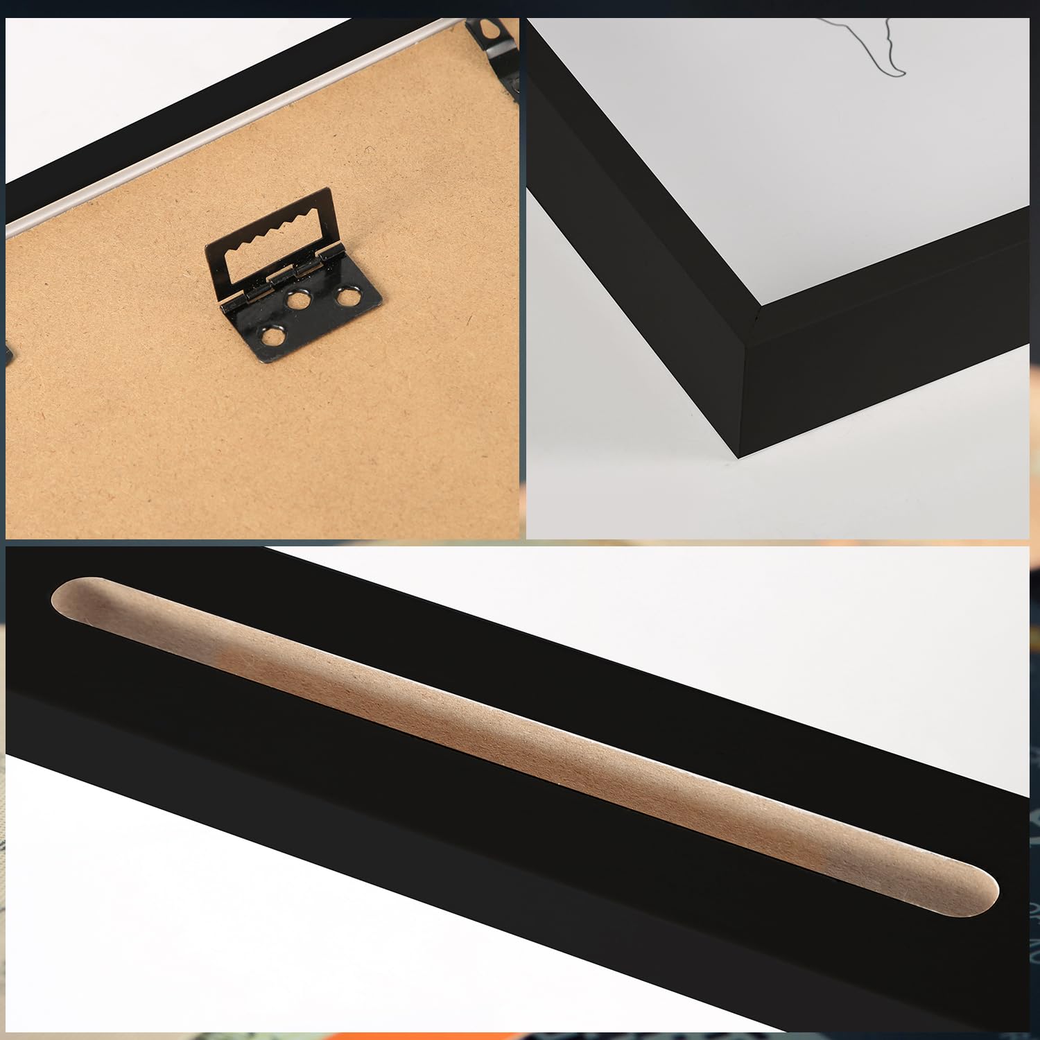 Scatola per ombre, da viaggio, 29,2 x 29,2 cm, con cornice in legno, design con aereo, biglietti da viaggio, caricamento dall'alto, per cinema